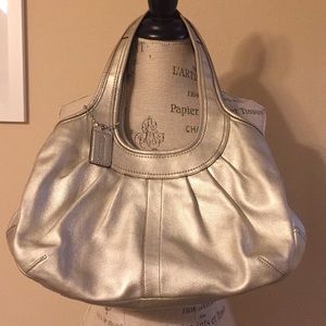 Coach Silver Metallic Leather Bag